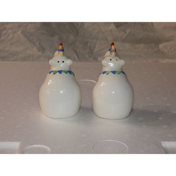 POLAR BEARS WITH COLORFUL FISH ON NOSES SALT & PEPPER SHAKERS, Vintage Coco Dowl - Picture 4 of 6
